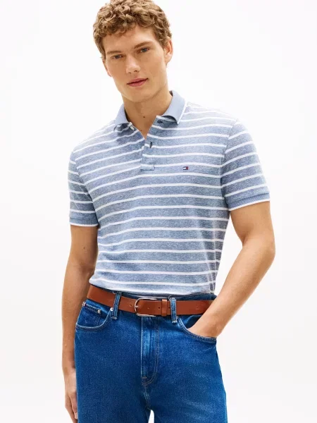 TOMMY HILFIGER Tričko dymovo / biela modrá