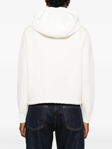 Hanorac cu glugă Moncler cu blană alb