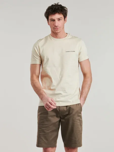 Hímzett póló Lyle & Scott bézs