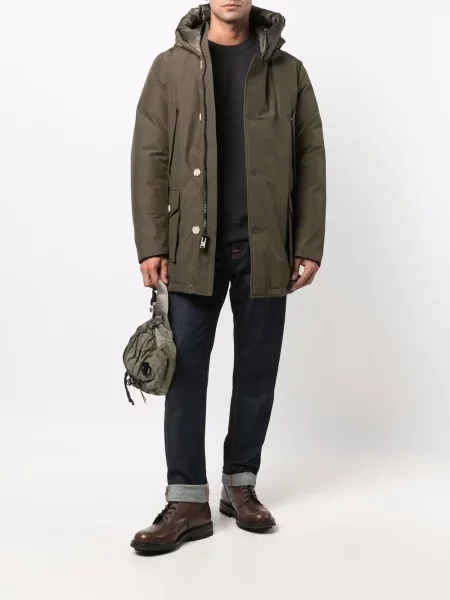 Paltas Woolrich su gobtuvu žalia