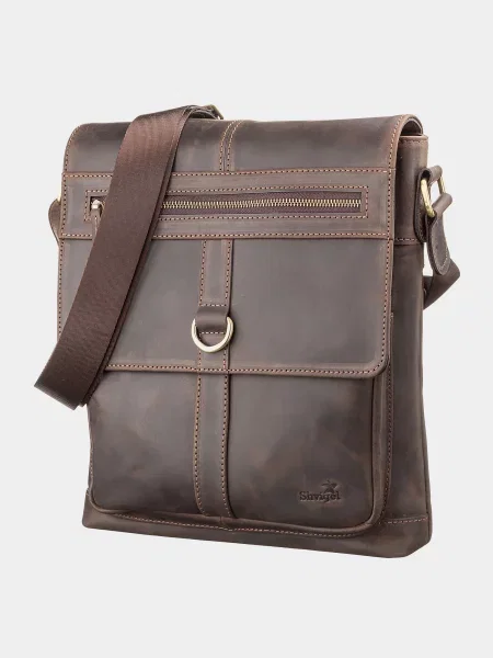 Кожаная сумка через плечо Shvigel коричневая