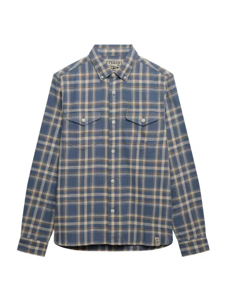 Superdry & Co Košile The Merchant Store / kouřově modrá / medová béžová