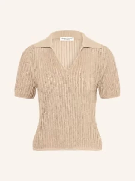 Marc O'polo Dzianinowa Koszulka Polo beige beżowa