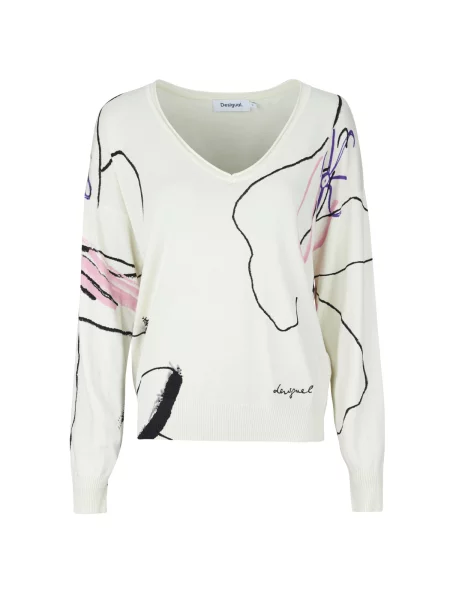 Pulover Desigual alb