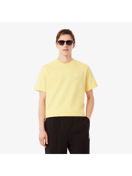 Lacoste T-Shirt Z Okrągłym Dekoltem Classic Fit żółty