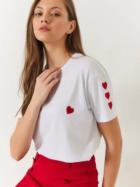 Bianco Lucci Tricou roșu alb