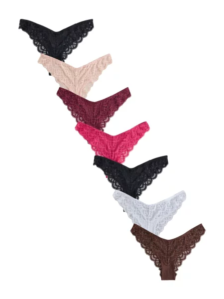 Next Tanga nisipiu / ciocolatiu / roz închis / roșu burgundy / negru alb