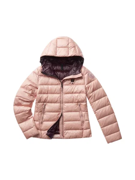 Kurtka puchowa Blauer z kapturem różowa
