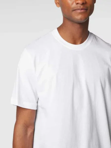 T-shirt z prążkowanym Okrągły dekolt w Zestaw 2 szt. Schiesser biała