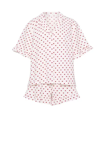 Lindex Kratke hlače za spanje rdeča / off-bela bela