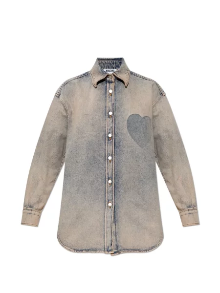 Cămașă de blugi Moschino cu motiv cu inimi albastru