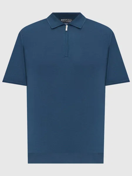 Поло із шовку Bertolo Cashmere синє