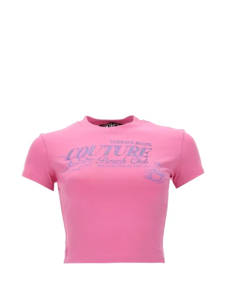 Tricou Versace Jeans Couture cu autograf roz