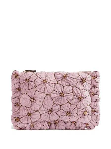 Geantă plic La Doublej cu broderie cu model floral roz