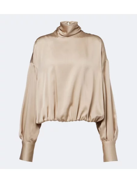 Bluză Brunello Cucinelli din satin bej