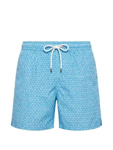 Slip de baie Fedeli cu imagine cu imprimeu geometric albastru