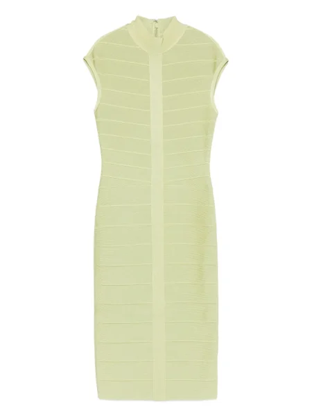 Sukienka midi Hervé Léger do kolan garniturowa prążkowana zielona