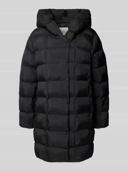 Płaszcz pikowany z efektem błyszczącym z kapturem Calvin Klein Womenswear czarny