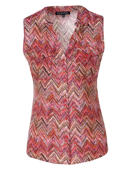 KOROSHI Bluză verde / mov liliachiu / roșu negru