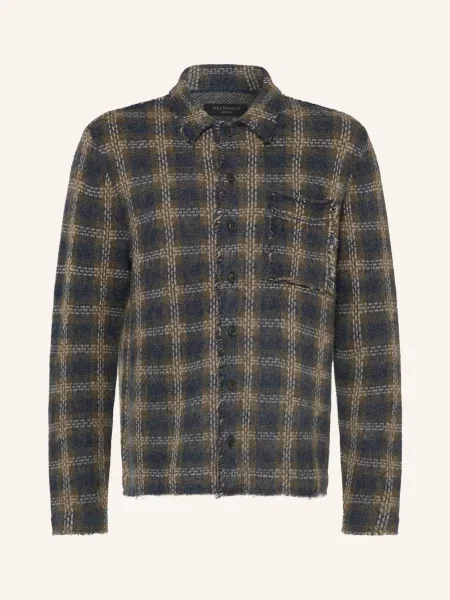Allsaints Pletená Košile Menard Regular Fit tmavě / režná / khaki modrá