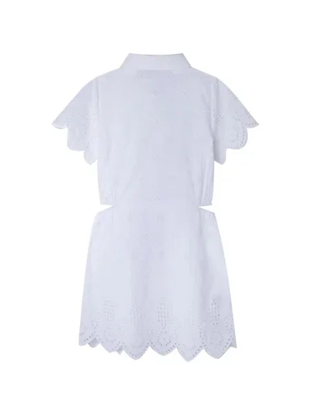 Rochie din denim copii Pepe Jeans alb