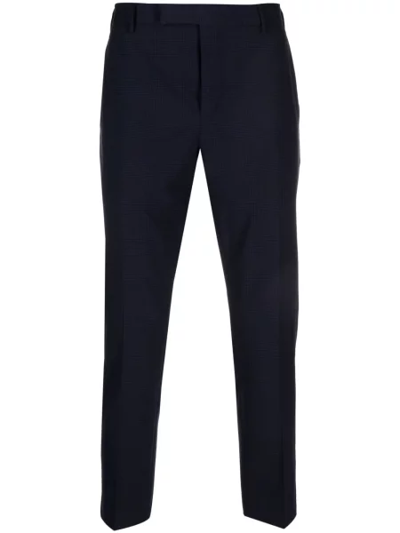 Kostkované zúžené kalhoty Pt Torino s potiskem modré