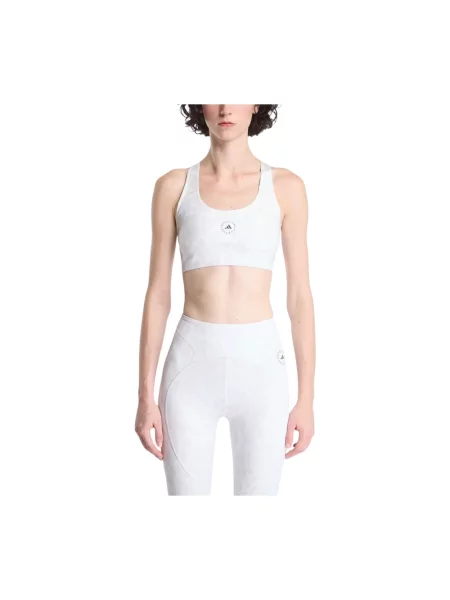 Stanik sportowy Adidas By Stella Mccartney z nadrukiem biały