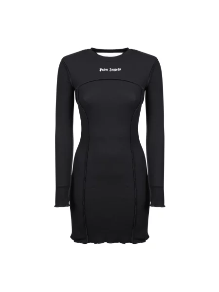 Długa sukienka maxi Palm Angels prążkowana elegancka czarna
