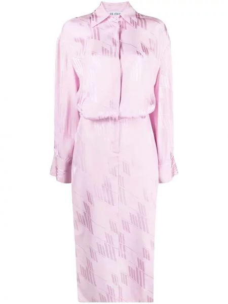 Rochie tip cămașă The Attico din satin de costum roz