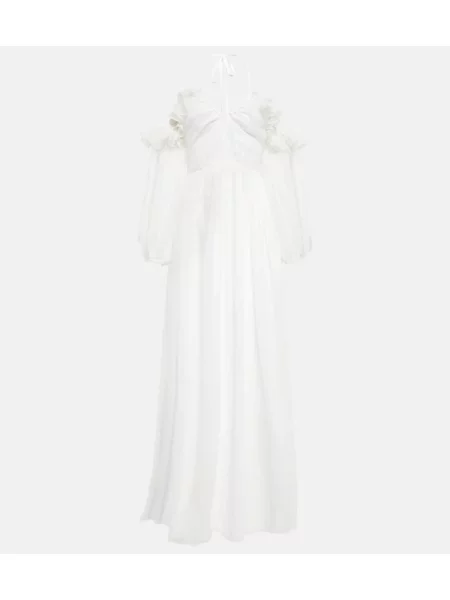 Rochie Giambattista Valli de mătase cu umerii deschiși alb