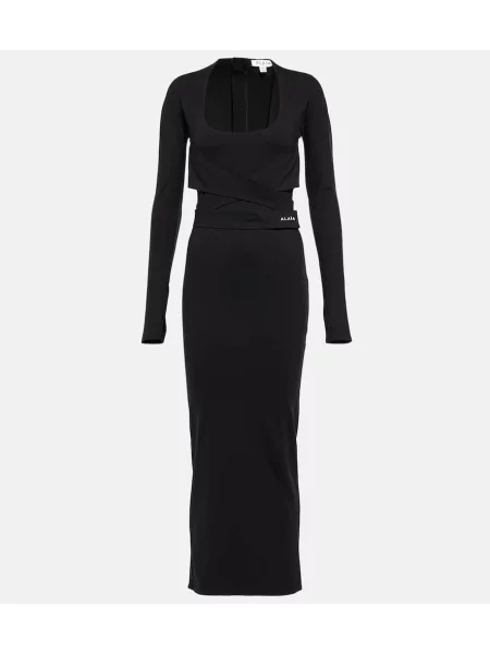 Sukienka midi Alaã¯a z dżerseju do kolan garniturowa czarna