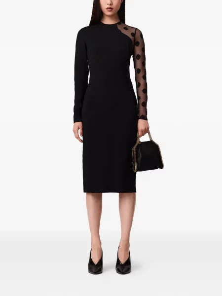 Taškuota tinklinė midi suknelė Stella Mccartney juoda