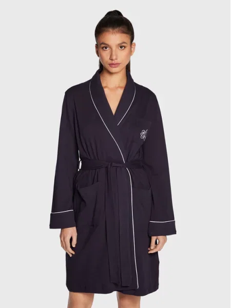 Lauren Ralph Lauren Dlhý župan námornícka modrá biela