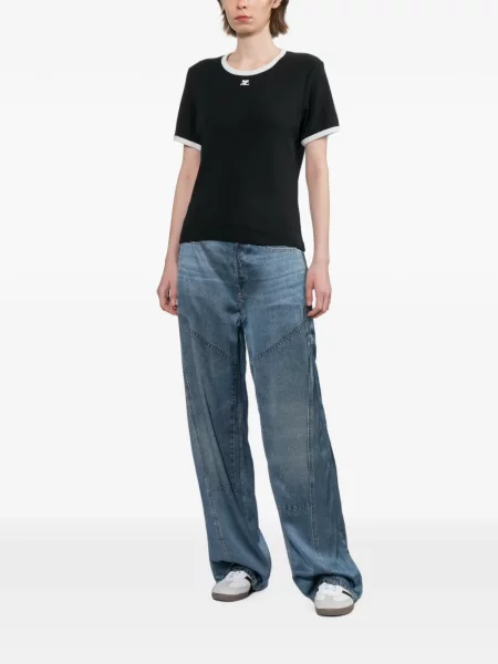 Tricou Courreges cu broderie negru