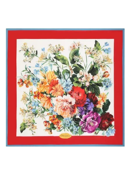 Fular Dolce & Gabbana cu model floral cu imagine alb
