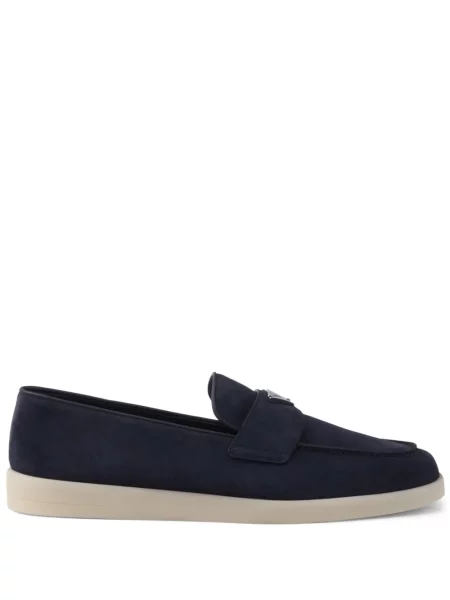 Pantofi loafer Prada din piele de căprioară albastru