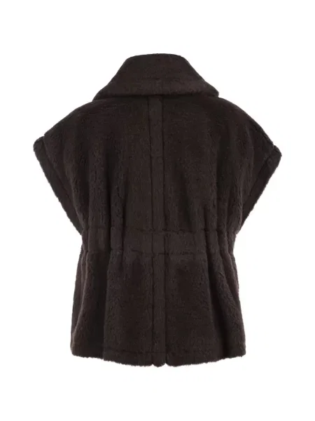 Cu centură geacă Max Mara din piele de oaie maro