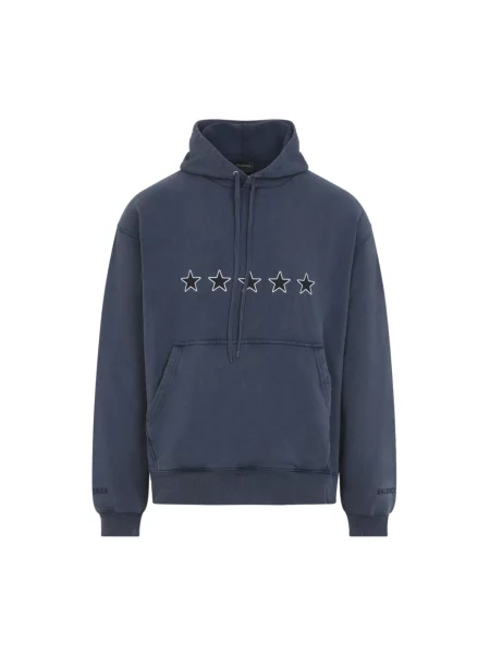 Lniana bluza z kapturem Balenciaga niebieska