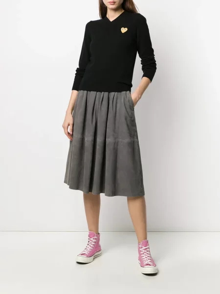 Ilgas megztinis Comme Des Garçons Play v formos iškirpte juoda