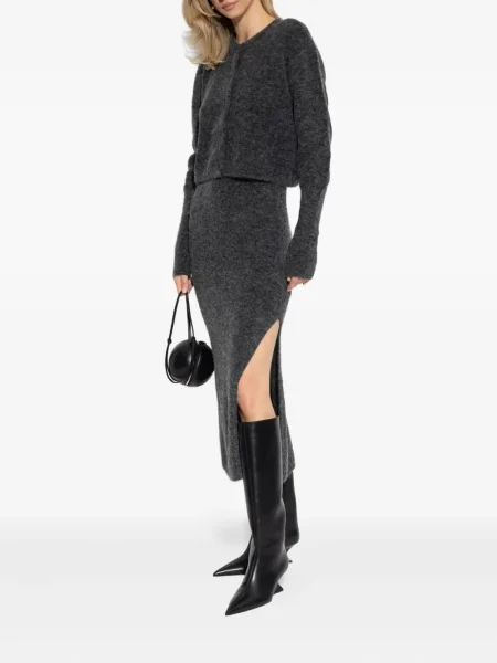 Sukienka midi Gestuz do kolan garniturowa szara