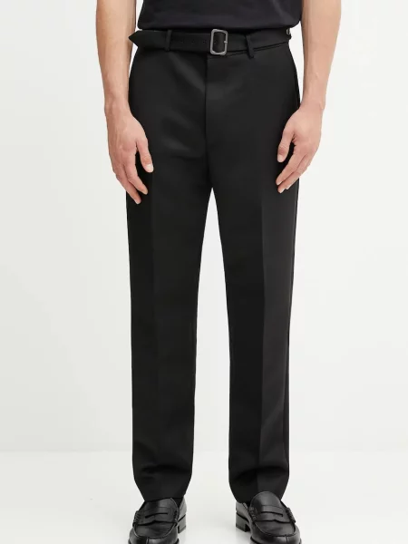 Maison Margiela pantaloni de lână bărbați drepți negru