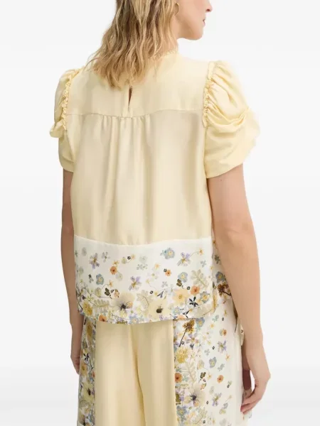 Top Munthe cu model floral cu imagine galben