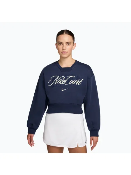 Кофта Nike Court Collection French Terry Crew Neck midnight navy/sail темно-синій