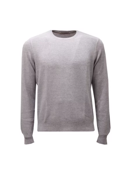 Sweter La Fileria z okrągłym dekoltem szary