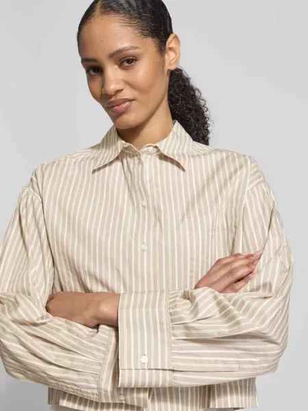 Koszula oversize z czystej bawełny organicznej model Astha' Selected Femme beżowa