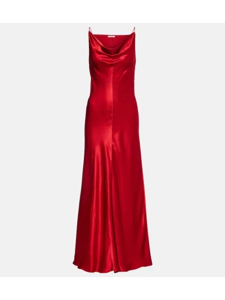 Satynowa maksi sukienka maxi Fforme garniturowa czerwona
