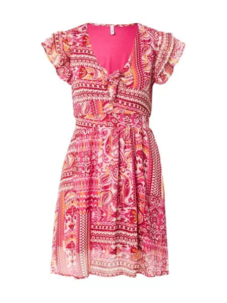ONLY Rochie ONLASTA portocaliu / fucsia / roz închis alb