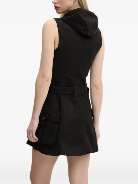 Oblekové mini mini šaty Desigual s kapucí černé