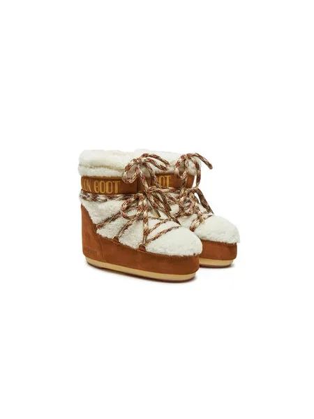 Kožené kozačky Moon Boot hnědé
