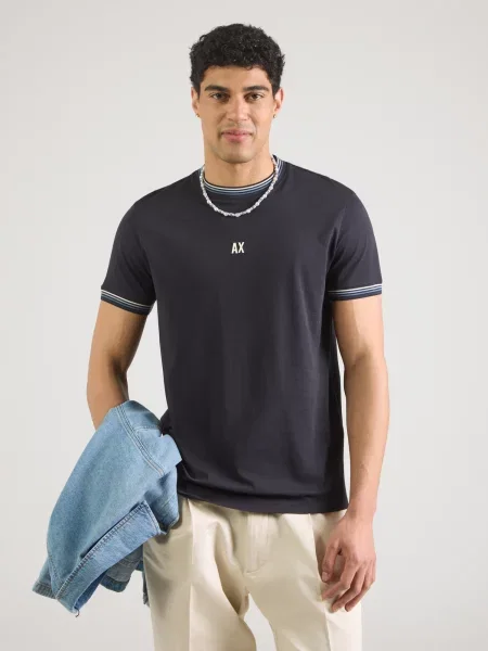 ARMANI EXCHANGE Tričko námornícka modrá / svetlomodrá biela